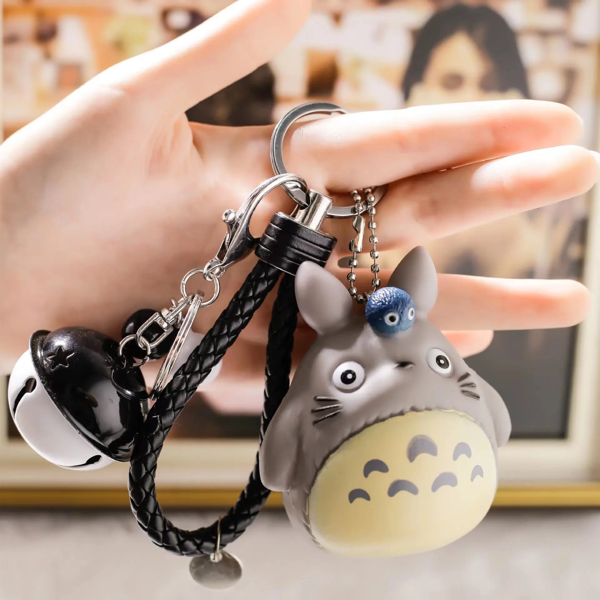 Totoro Cartoon Keychain Lanyard Cat Totoro Ball Pendant Key Rings