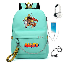 Anime Nylon Backpack USB Charge Schoolbag Teenager Travel Laptop Bag