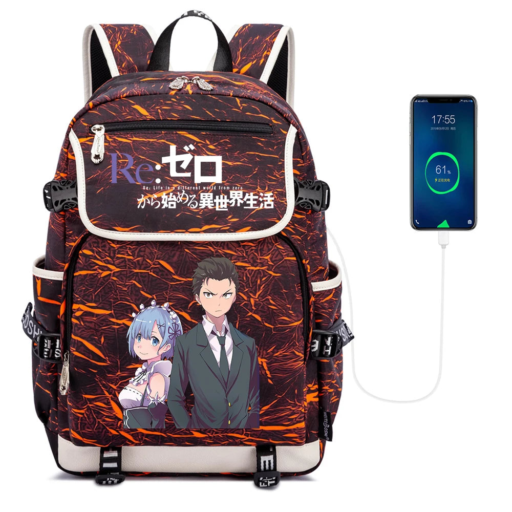 Re:Life In A Different World From Zero Canvas School Bag Backpack