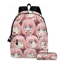 Anya Forger Backpack Student School Shoulder Bag Pink Green
