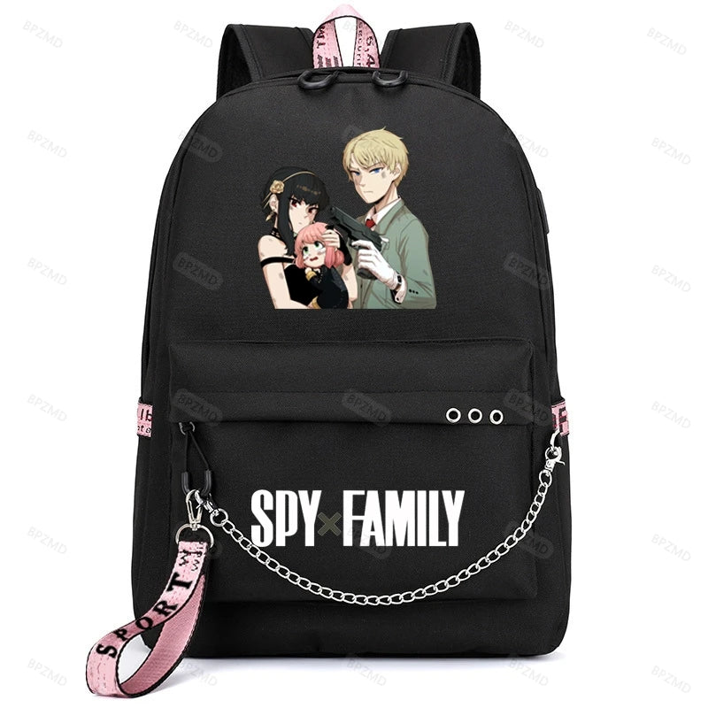Anime SPY x FAMILY Backpack for School Girls Student Rucksack Usb Charging