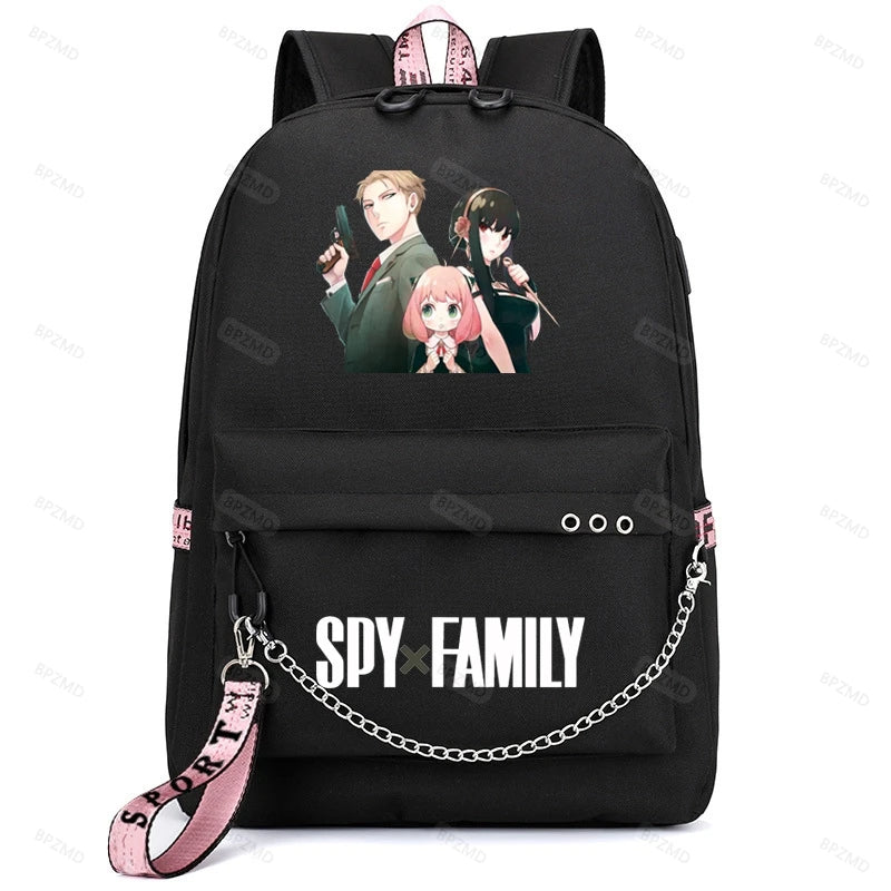 Anime SPY x FAMILY Backpack for School Girls Student Rucksack Usb Charging