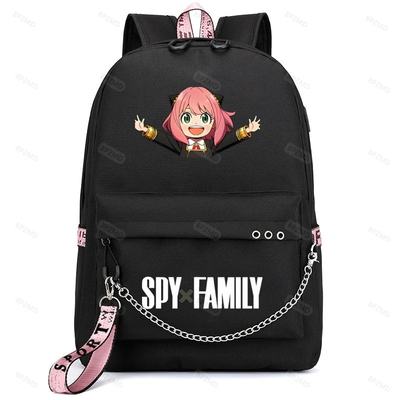Anime SPY x FAMILY Backpack for School Girls Student Rucksack Usb Charging