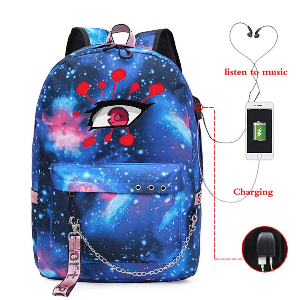 Demon Slayer Uzui Eyes Backpack School Bag Kimetsu No Yaiba
