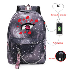 Demon Slayer Uzui Eyes Student Backpack USB Port Girls School Bag