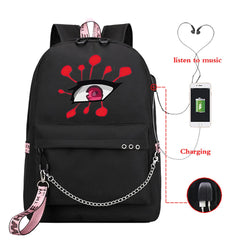 Demon Slayer Uzui Eyes Student Backpack USB Port Girls School Bag
