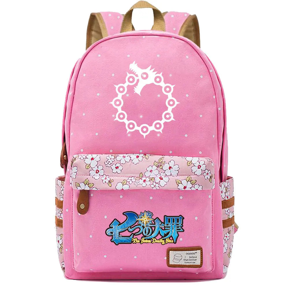 Anime 7 Deadly Sins Zip Backpack Student Schoolbag Cartoon Packsack