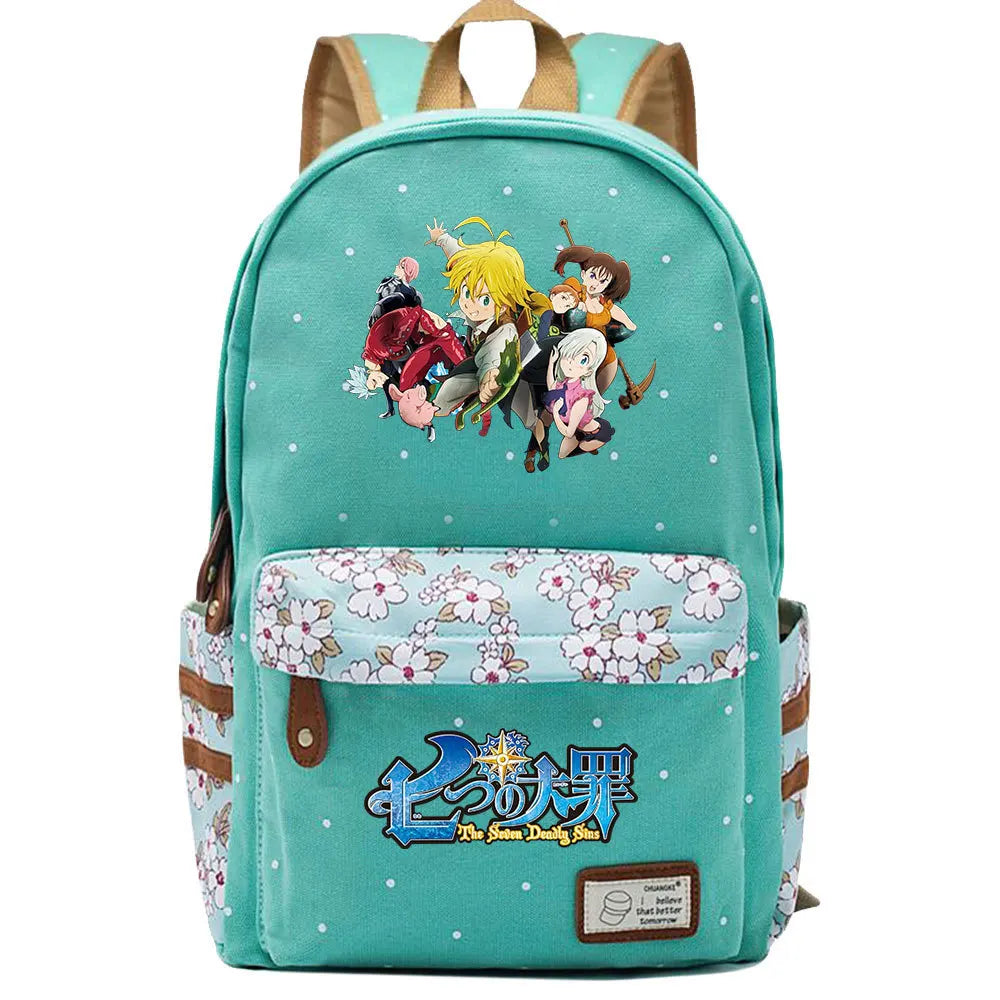 Anime 7 Deadly Sins Zip Backpack Student Schoolbag Cartoon Packsack