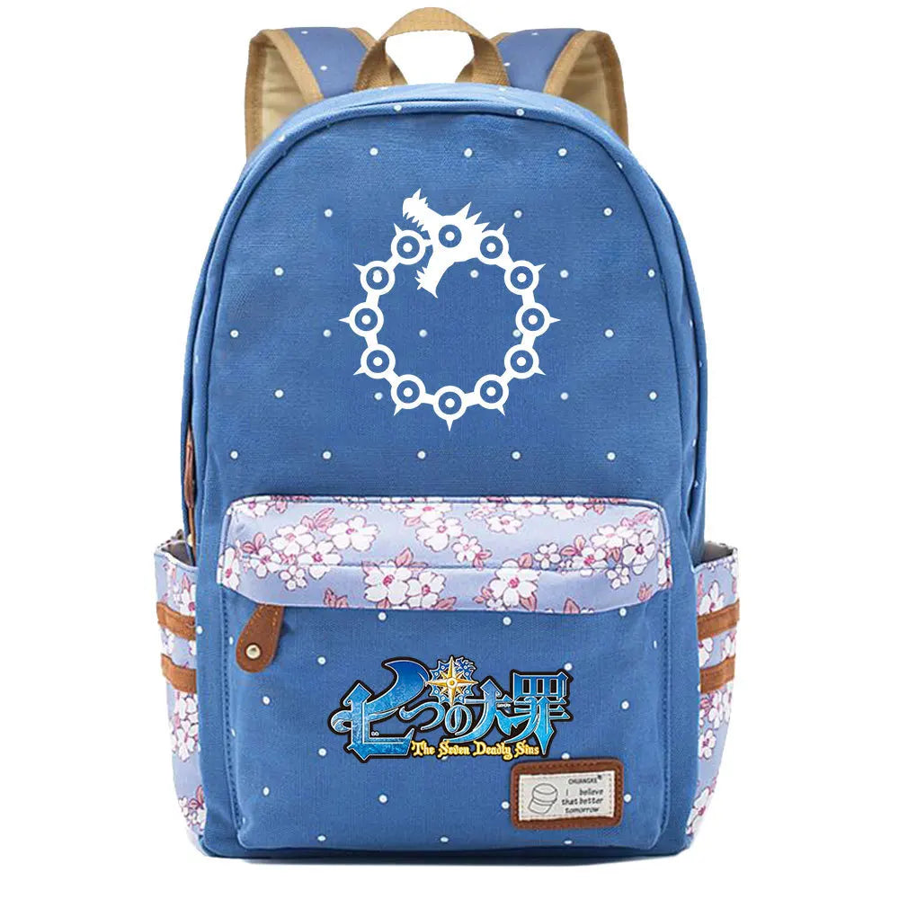 Anime 7 Deadly Sins Zip Backpack Student Schoolbag Cartoon Packsack