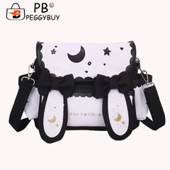 Anime Shoulder Bag Nylon Moon Star Printed Sweet Bow Tie Handle Bags