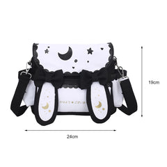 Anime Shoulder Bag Nylon Moon Star Printed Sweet Bow Tie Handle Bags