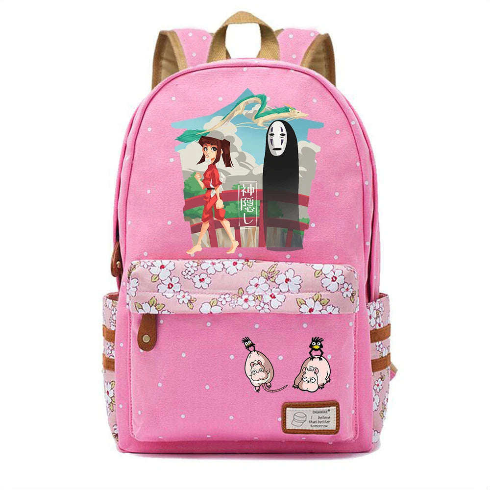 Anime Spirited Away Backpack Schoolbag Teen Student Travel Laptop Bag