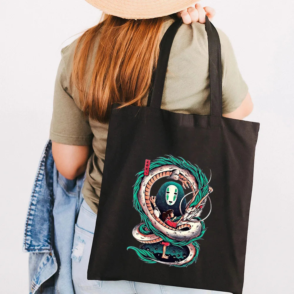 Spirited Away Totoro Shoulder Bag Harajuku Tote Eco Cotton