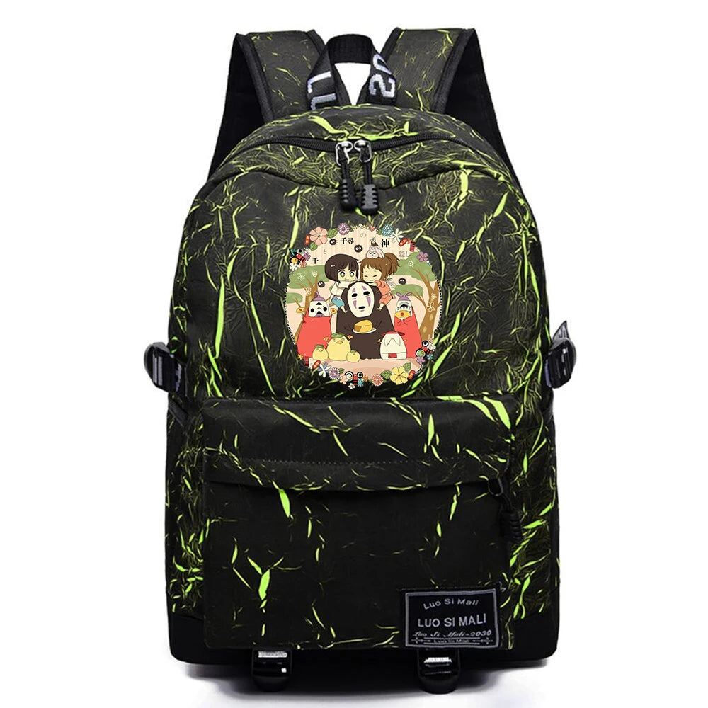 Anime Spirited Away Mochila Backpack Schoolbag Casual High Teenger Packsack