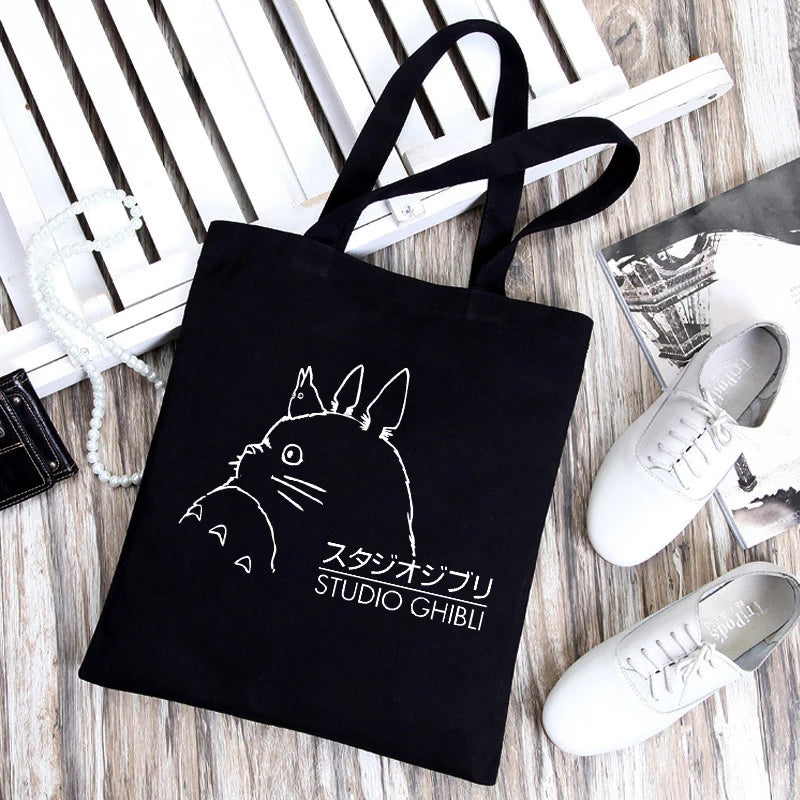 Anime Totoro Shopping Bag Graphic Tote Harajuku Shopper Bag Women Canvas