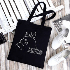 Anime Totoro Shopping Bag Graphic Tote Harajuku Shopper Bag Women Canvas