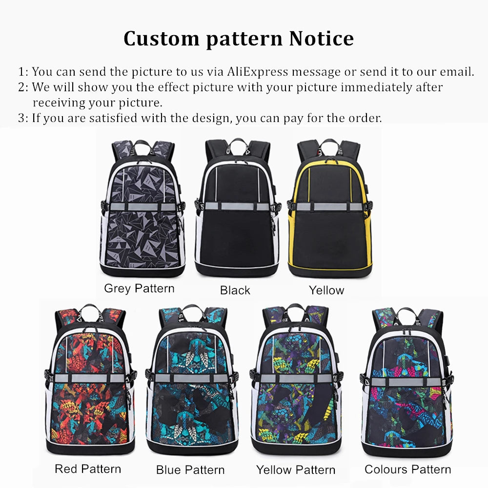 Anime Spirited Away USB Backpack Student Oxford Zipper Reflective Stripe