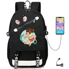 Anime Spirited Away USB Teenger Oxford Student Casual Backpack Schoolbag