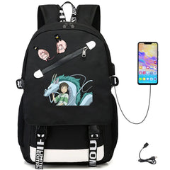 Anime Spirited Away USB Teenger Oxford Student Casual Backpack Schoolbag