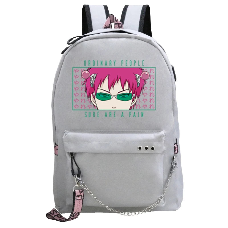 Anime Saiki K School Backpack for Teen Girls USB Backpack