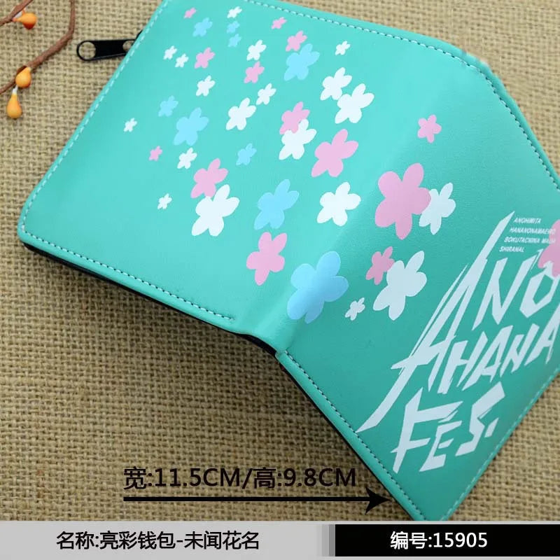 Anime Flower PU Short Wallet with Zipper