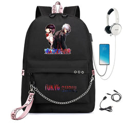 Tokyo Ghoul Nylon Backpack USB Charge Schoolbag Cartoon Teenger Travel Laptop Ba