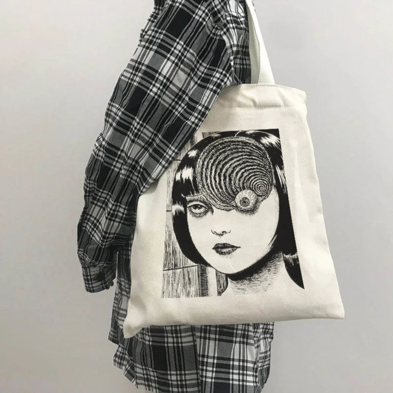 Anime Tomie Women Bag Japanese Gothic Canvas Horror Harajuk Shopper