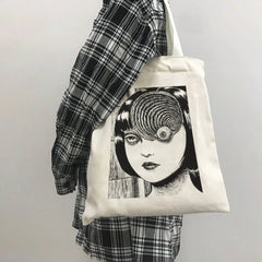 Anime Tomie Women Bag Japanese Gothic Canvas Horror Harajuk Shopper
