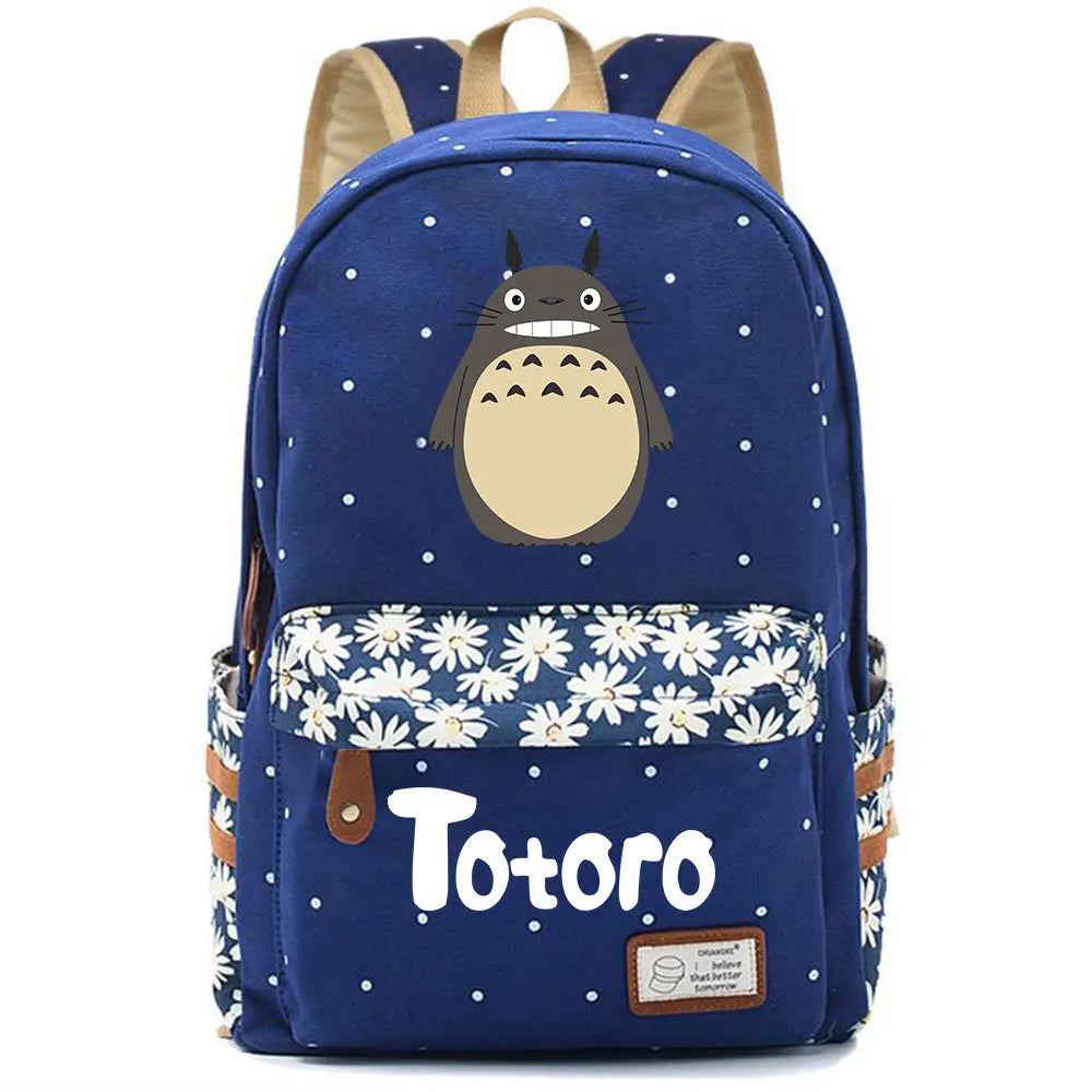 Anime Totoro Casual Backpack Canvas Student Schoolbag Packsack