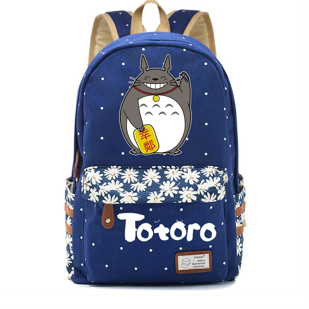 Anime Totoro Casual Backpack Student Schoolbag Canvas High Teenger