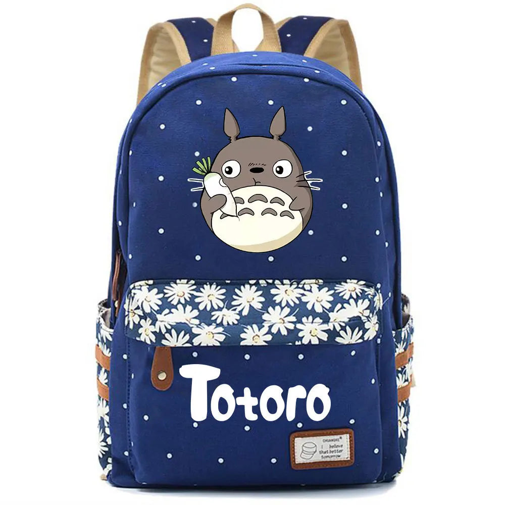 Anime Totoro Casual Backpack Student Schoolbag Canvas High Teenger