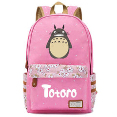 Anime Totoro Casual Pink Backpack Unisex Student Cartoon Schoolbag