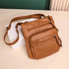 Brown Faux Leather Crossbody Bag for Women Small Purses
