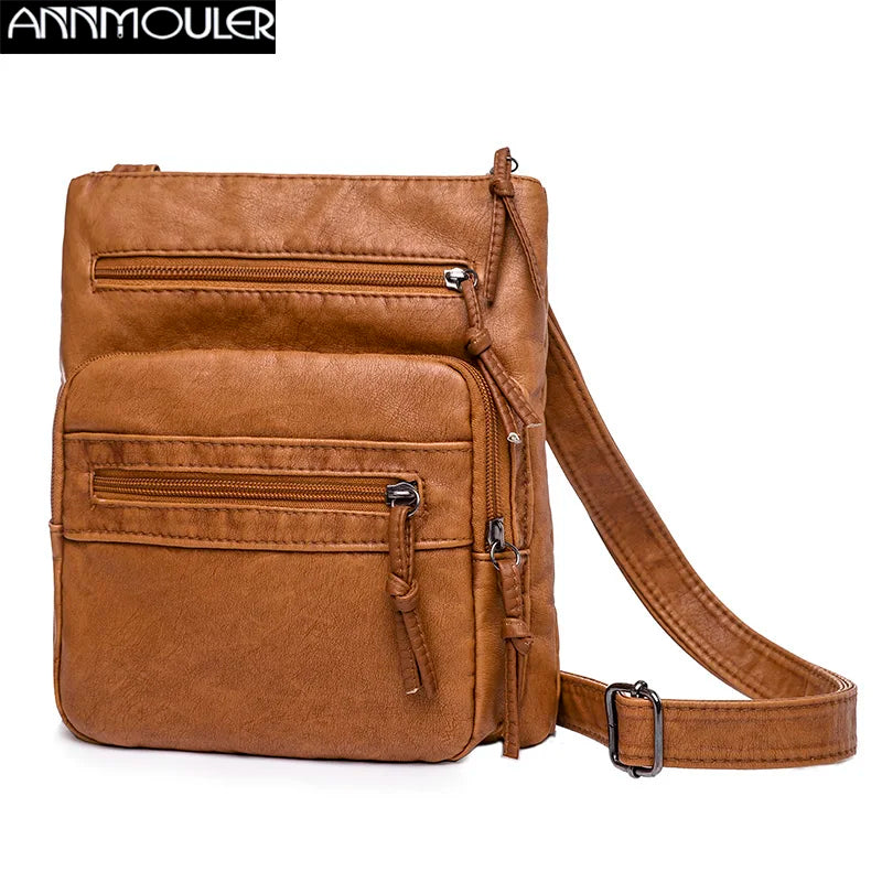 Brown Faux Leather Crossbody Bag for Women Small Purses