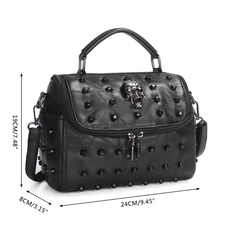 Soft Sheep Leather Tote Bag Skull Messenger Bag
