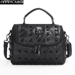 Soft Sheep Leather Tote Bag Skull Messenger Bag
