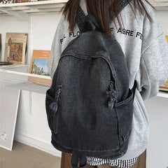 Annmouler Large Capacity Denim Backpack Vintage Bookbag Laptop Bag