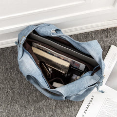 Women's Denim Tote Crossbody Bag with Multi-Pockets