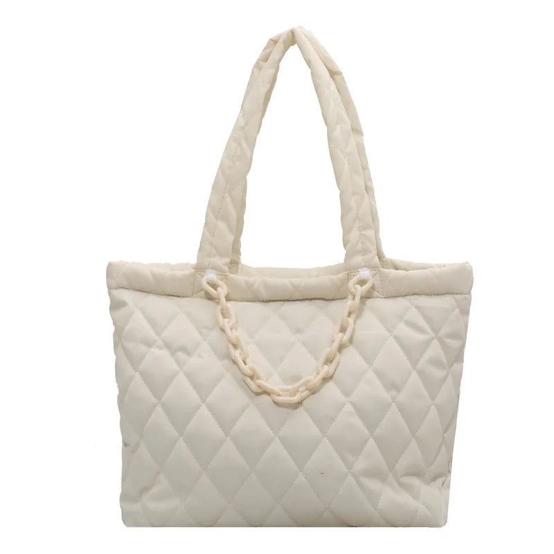 Nylon Shoulder Bag with Chain for Women