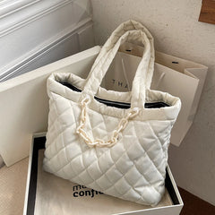 Nylon Shoulder Bag with Chain for Women