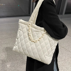 Nylon Shoulder Bag with Chain for Women