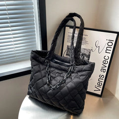 Nylon Shoulder Bag with Chain for Women