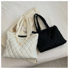 Nylon Shoulder Bag with Chain for Women