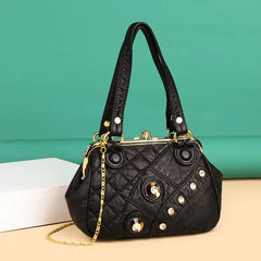 Soft Leather Shoulder Bag Women Handbag Purse Diamond Crossbody Bag
