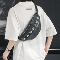 Unisex Punk Style Waist Bag Faux Leather Shoulder Chest Bum Bag