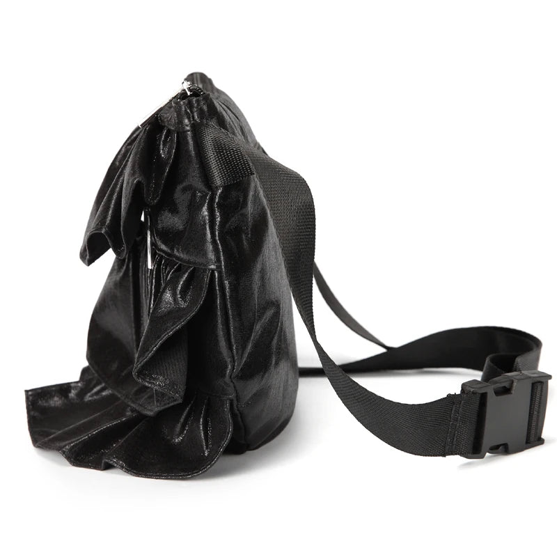 Pu Leather Waist Bag Ruffle Fanny Pack Adjustable Phone Belt Bag