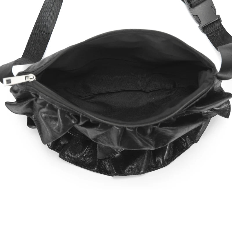 Pu Leather Waist Bag Ruffle Fanny Pack Adjustable Phone Belt Bag