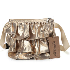 Pu Leather Waist Bag Ruffle Fanny Pack Adjustable Phone Belt Bag