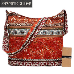 Bohemian Style Double Zipper Shoulder Bag