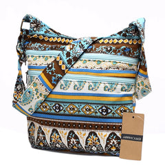 Bohemian Style Double Zipper Shoulder Bag